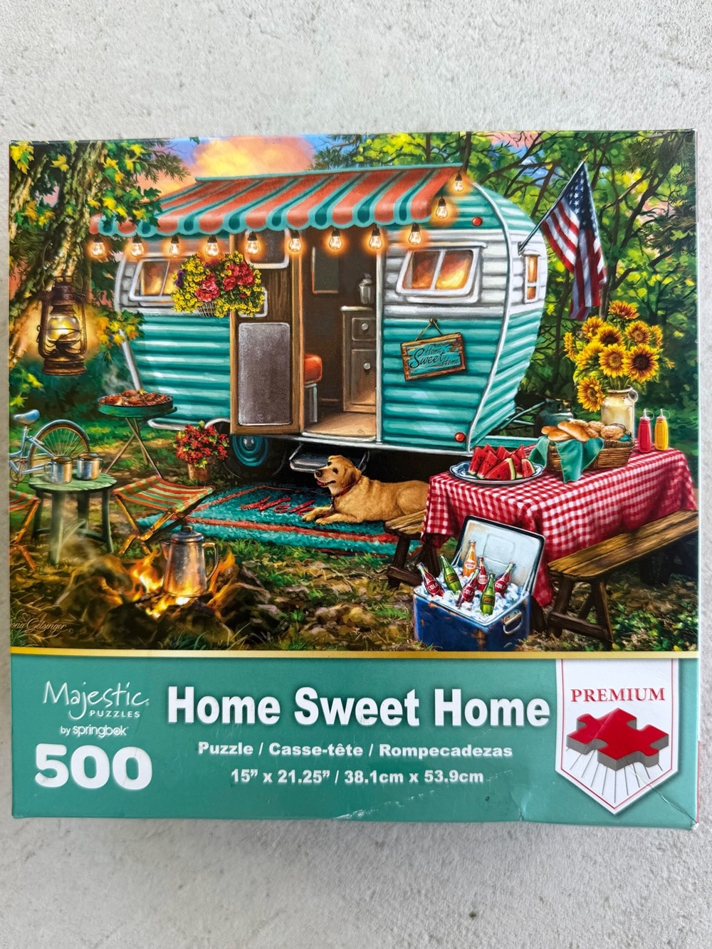Springbok Puzzle 500 Pieces COMPLETE Home Sweet Home Camping Scene